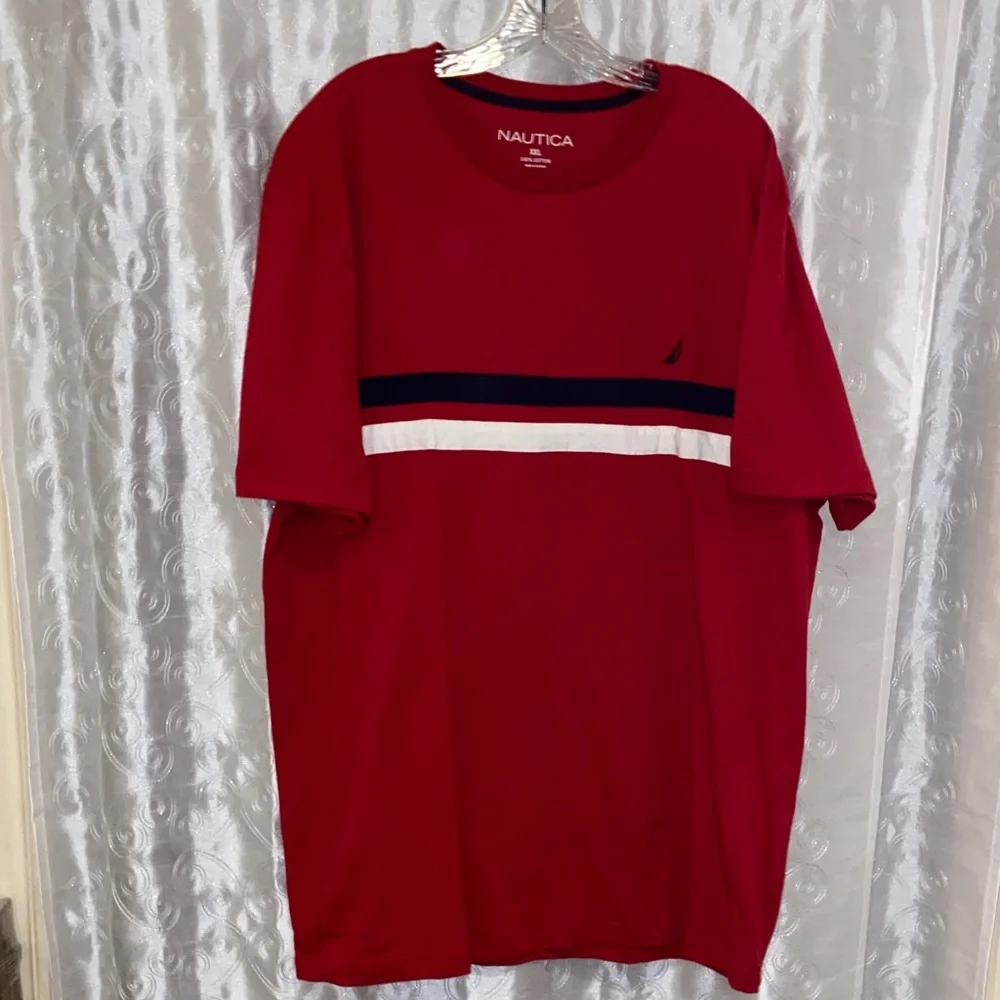 NWT Nautica Men's Red Tee with Navy and White Accents Size XXL 🔥 YB7 - Picture 1 of 4